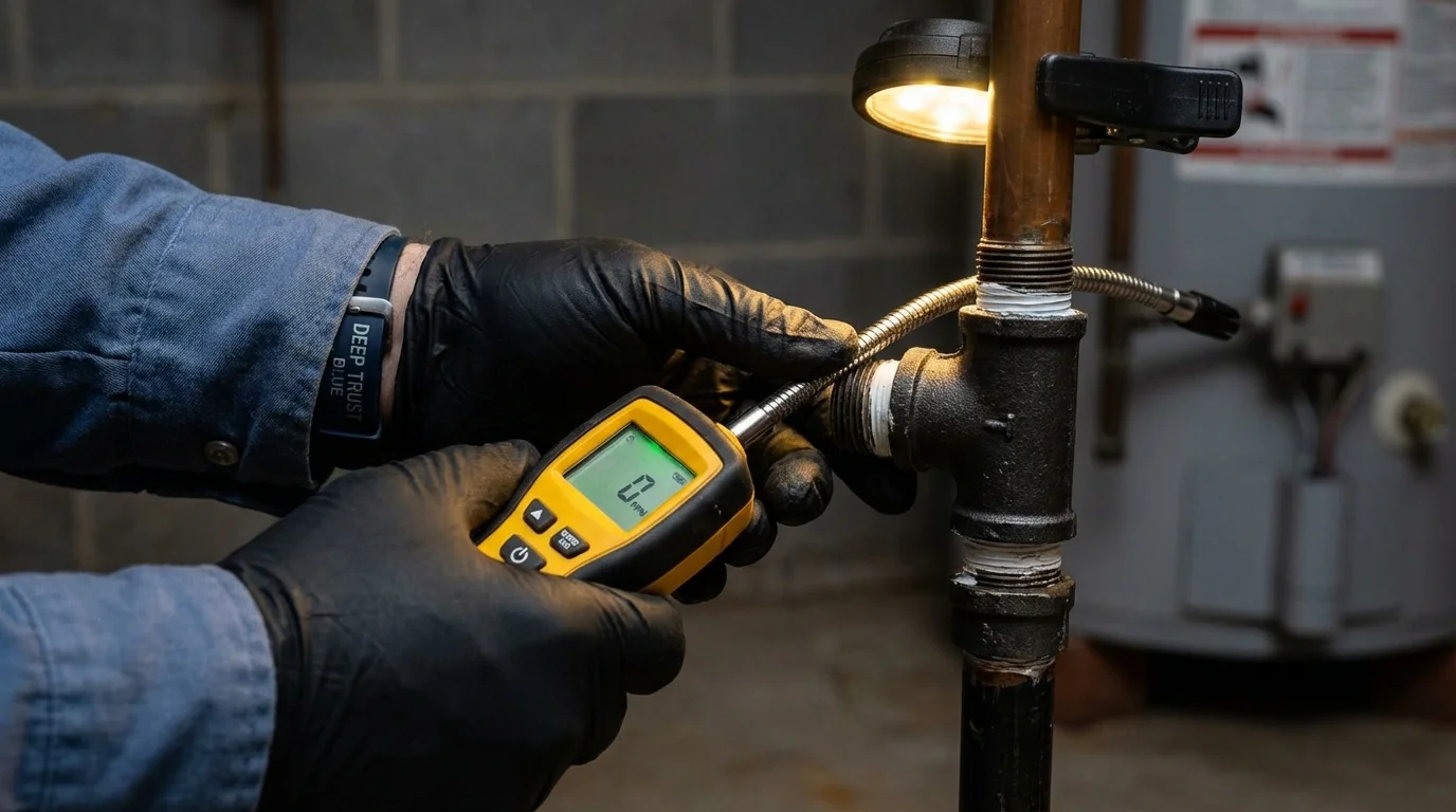 Gas leak detection with electronic sniffer by Johns Plumbing LLC in Cloquet