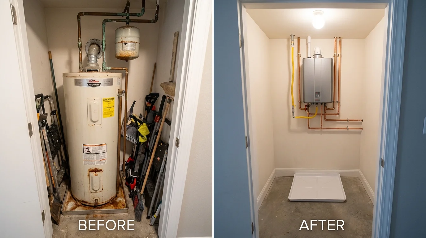 Tank water heater versus wall-mounted tankless unit comparison for Cloquet, MN homeowners